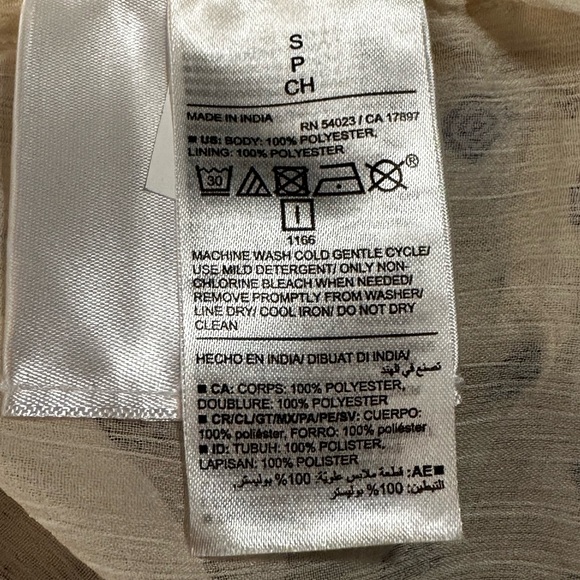 Old Navy Chiffon smocked poet swing blouse- geometric pattern, small white/blue - Picture 3 of 11